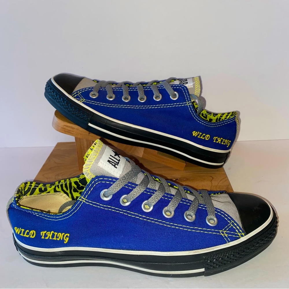 Converse All Star Ox Sneaker 9 Blue with Black Soles and Yellow Trim Wild Thing